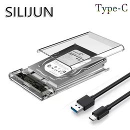 Drives SILIJUN USB3.0HDD Enclosure 2.5inch Serial Port SATA SSD Hard Drive Case Support 6TB transparent Mobile External HDD