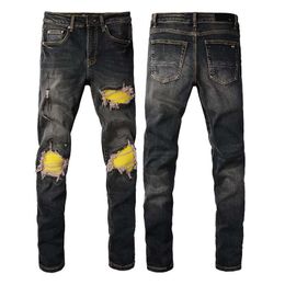 2023 New high-quality jeans tattered and ripped motorcycle pants slim fit motorcycle jeans men's designer jeans Size 28-40 #12