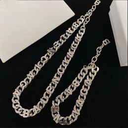 Titanium steel Great B letter Thick chain necklace female exaggerated earrings women Punk 18K gold plated bracelet bangle Jewellery Bm03q