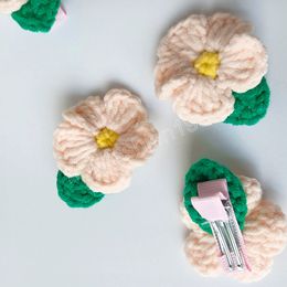 Cute Knitting Woollen Yarn Hairpins Crochet Flower Hair Clip For Women Girls Side Bangs Clip Daily Headdress Hair Accessories