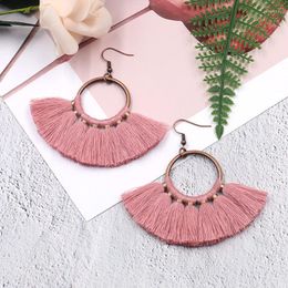 Dangle Earrings 2023 Retro Ethnic Bohemian Tassel For Women Red Blue Fringes Round Drop Statement Party Jewelry