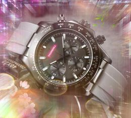 Popular Mens Auto Day Date Calendar Watches Full Functional Stopwatch 43MM Rubber Belt Clock Quartz Movement Chronograph Vintage business casual Wristwatches
