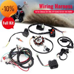 New Full Electrical Wiring Harness Kit Fit For Chinese Dirt Bike ATV QUAD CG125 150 250CC With Rectifier Ignition Key Coil CDI Unit