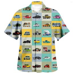 Men's Casual Shirts Funny Toy Model Cars 3D Print Anime Shirt Beach Hawaiian Summer Short Sleeve Streetwear Oversized 5XL Chemise Homme