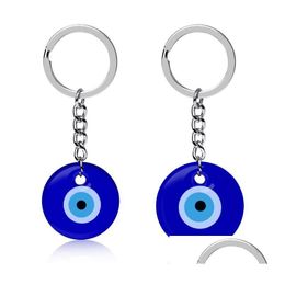 Key Rings Turkish Blue Evil Eye Keychain Charms Pendants Crafting Glass With Keyring Hanging Ornament Jewellery Accessories Amet For G Dhwgc