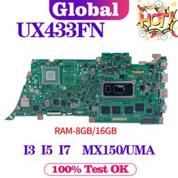 Motherboard UX433F For ASUS ZenBook 13 UX433FN UX433FA UX433 Laptop Motherboard Original Mainboard I3 I5 I7 8G/16GRAM MX150/UMA