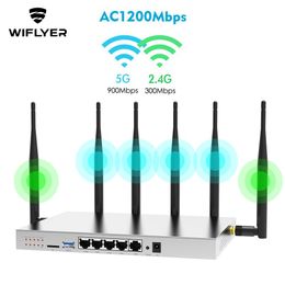 Routers Wiflyer 4G LTE WiFi Router SIM Modem Gigabit Ethernet LAN Dual Bands 5.8Ghz SATA Port 5dBi Detachable Antenna for 64 Device