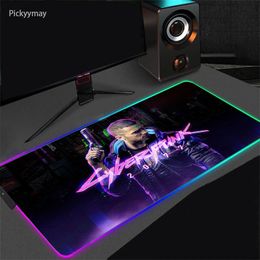 Rests Cyberpunk RGB Mouse Pad LED Gaming Play Mats Gaming Desktop Carpet With Backlit Mouse Mat Gamer Mousepad Pc Accessories CS GO