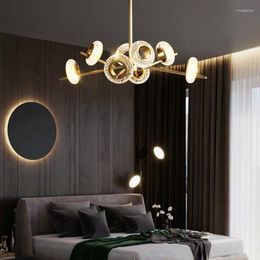 Pendant Lamps Modern Minimalist Living Room El Bedroom Restaurant Creative Nordic Glass LED Lighting Copper Luxury Chandelier