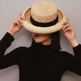 Wide Brim Hats VRIGINER Crimping Straw Beach For Women Men Caps Fashion Woven Fedora Sun Summer Holidaty Panama Boater Hat