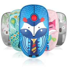 Mice Retro Fox Pattern Wireless USB Mouse 1600DPI Optical Computer Mouse 2.4GHz Ergonomic Mice for Laptop PC Mouse for Girl Office