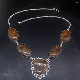 Chains Hermosa Jewelry Natural Rare Ocean Jasper Unique Silver Color Chain Necklace For Women Ladies Gift 20234953