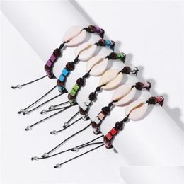 Beaded Strand Bohemian Cube Beads Bracelets Shell Bead For Women Men Colourf Stone Fashion Braided Adjustable Drop Delivery Jewelry Dhhty