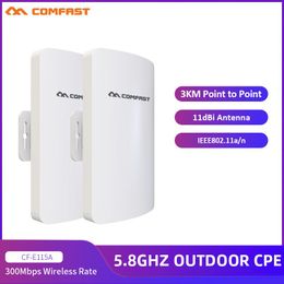 Routers 2pcs CFE115A 3KM Long Range Outdoor CPE 300Mbps 5GHz Wireless Repeater Extender Access Point AP WiFi Bridge Client Router