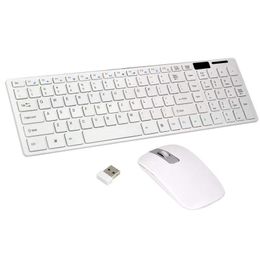 Combos Wireless Slim White Keyboard + Wireless Optical Mouse Set for PC and Laptop