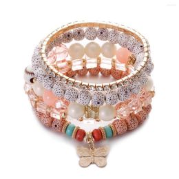 Beaded Strand Natural Gold Colour Butterfly Beads Bracelet Pserase Men Pink Imitation Bodhi Bracelets Jewellery For Woman Drop Delivery Dhuet