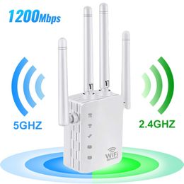 Routers 1200Mbps 5Ghz WIFI Booster Repeater Wireless Wi fi Extender Network Amplifier 802.11N Long Range Signal WiFi Repetidor