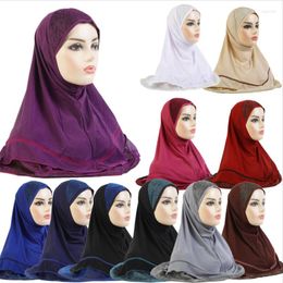 Ethnic Clothing Latest Muslim Amira Hijab Cap Patchwork Turban Islamic Arab Instant Shawls Head Cover Wrap Malaysia Selendang Hair