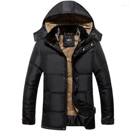 Men's Down PEVSN Winter Men Thick Warm Jacket Male Cotton Fluff Lining Parkas Casual Outwear Windbreaker Detachable Hat Hoodies TA193