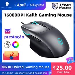Mice MG301 Gaming Mouse USB Wired Gamer Kailh Fretting 16000DPI with RGB Backlit 6 Programmable Buttons for Gaming Laptop PC Mice