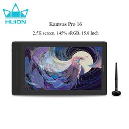 Tablets HUION Kamvas Pro 16 2.5K Drawing Monitor 145% sRGB QHD Screen Graphics Tablet Display 15.8 Inch Full Laminated Battery Free Pen