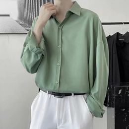 Men's Casual Shirts Autumn Shirt Trendy Oversized Solid Color Pure Men Tops Garment TopsMen's