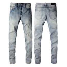 M New High quality Jeans Torn and Ripped motorcycle pants Slim Fit Motorcycle jeans Men's Designer jeans Size 28-40 M#19