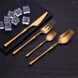 Dinnerware Sets 24 Pcs Gold Stainless Steel Flatware Set Wedding Tableware Fork Knife Spoon Kitchen Western Cutlery Dropshopping