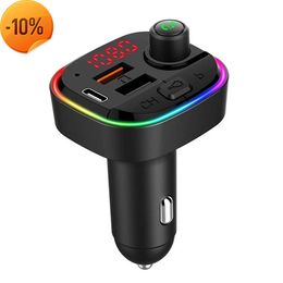 New Bluetooth-compatible 5.0 FM Transmitter QC3.0+PD USB Charger Adapter Car MP3 Player Handsfree Car Kit with Bass Audio Backlit