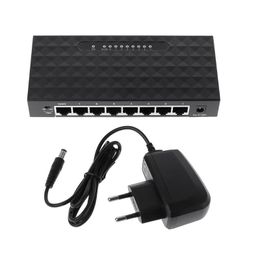 Switches 8Port Ethernet Network Switch HUB Desktop Mini Fast LAN Switcher Adapter