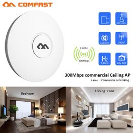 Routers COMFAST CFE320V2 Indoor Wireless Router 300M Ceiling AP Openwrt WiFi Access Point AP 6dbi Antenna 48vpoe Wi fi Signal Amplifier