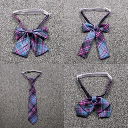 Neck Ties Japanese JK Uniform Accessories Plaid Bow Tie For Girls Purple Colour School Sailor Suit Flowers