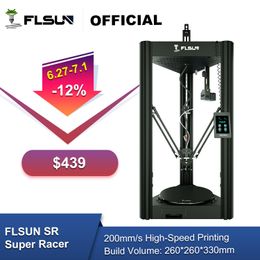 Scanning FLSUN SuperRacer SR 3D Printer 200mm/s HighSpeed Printing PreAssembly Autoleveling Touch Screen Printing Size 260x260x330mm