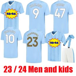 HAALAND 23 24 soccer jerseys DE BRUYNE PHILLIPS 2023 2024 Home Away Third fans player CITIES GREALISH STERLING MAHREZ FODEN Manchesters football shirt men kids kit