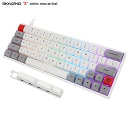 Combos Kailh Gk64 x60% 64keys Custom Mechanical Keyboard Keycaps Split spacebar Pink White Layout PBT material DyeSublimation Keycap