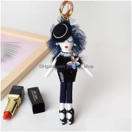 Keychains Lanyards Doll Lady Cute Women Keychain Car Pendant Girls Handmade Statement Fashion Jewelry Bag Key Chains Ring Drop Del Dh49F