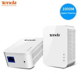 Routers Tenda PH3 AV1000 1 Port Gigabit Powerline Adapter Kit P3 Ethernet PLC Plug and Play for UHD Streaming Partner