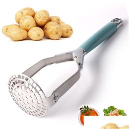 Fruit Vegetable Tools Stainless Steel Potato Masher Household Potatoes Pressure Hine Folding Manual Kitchen Gadget Crusher Drop De Dh25Y