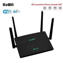 Routers KuWFi 4G CPE WiFi Router SIM Card Hotspot CAT4 32 Users RJ45 WAN LAN HiSpeed Wireless Modem LTE Dongle with 4 External Antennas