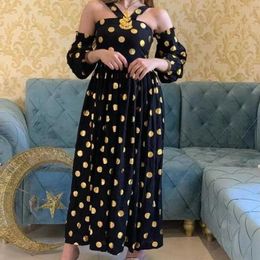 Elegant Women's Fashion Polka Dot Print V-Cut Long Sleeve Work Dress Elegant DressOffice Lady Vestido Evening Party Clothes