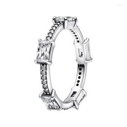 Cluster Rings Wedding Bands Rectangle Bars Stack Finger For Women 925 Sterling Silver Jewellery Round Marquise Pear Pave Clear CZ Wishbone