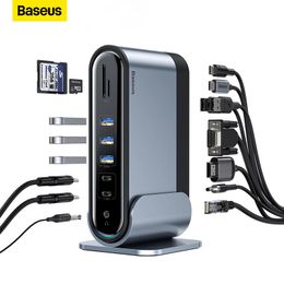 Hubs Baseus USB Type C HUB Multifunction Adaptor USB C Hub Docking Station for Macbook Pro USB 3.0 HUB Splitter Computer Accessories