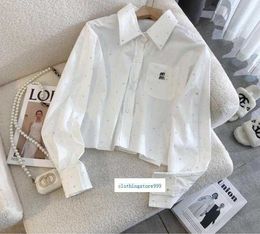 23ss Tees Luxury Blouse Shirts Designer Casual Shirt Mius Embroidered Letters Long Sleeves Hot Diamond Polo Collar Cotton Blue T-shirt Short-sleeved Tshirts