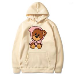 Men's Hoodies 2023 Fashion Trend Printed Sweatshirt Bieber Bear Same Paragraph Long-sleeved Fleece Colour Pullover Sports Style