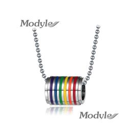 Pendant Necklaces Wholesalefashion Mticolor Gay Pride Jewellery Stainless Steel Rainbow Necklace Charm For Women Drop Delivery Pendants Dhuza