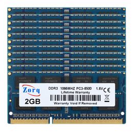 RAMs Blue DDR3 Used 10pcs lot 2GB PC38500S 1066MHz 204pin 1.5V SODIMM RAM Laptop Memory Unbuffered