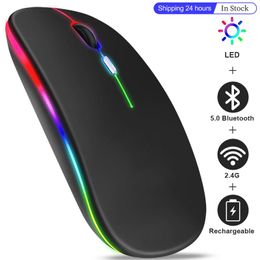 Mice New Bluetooth Wireless Mouse with USB Rechargeable RGB Mouse for Computer Laptop PC Macbook Gaming Mouse Gamer 2.4GHz 1600DPI