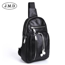Waist Bags J.M.D Leather Crossbody For Men Messenger Chest Bag Casual Black Cow Single Shoulder Strap Pack 8141