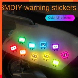 New 5/10PC Car Reflective Warning Stickers Motorcycle Creative Decals Square Cartoon Shape Reflective Stickers Cars Decoration