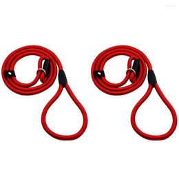 Dog Collars 2X Sturdy Pet Collar Rope Nylon Slip Training Walking Lead With P Chain 1cm Red